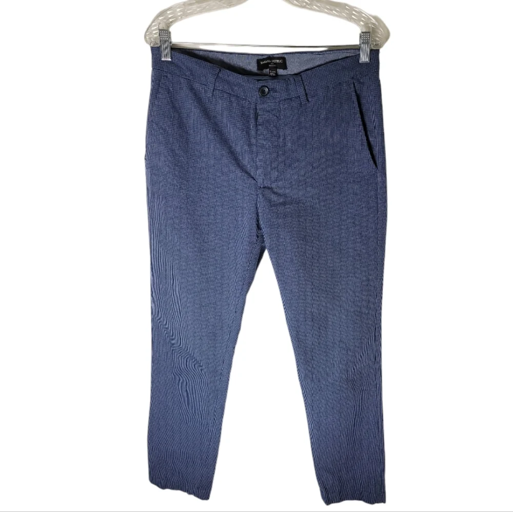 Banana Republic Aiden fit men's size 31x30 blue plaid flat front pants